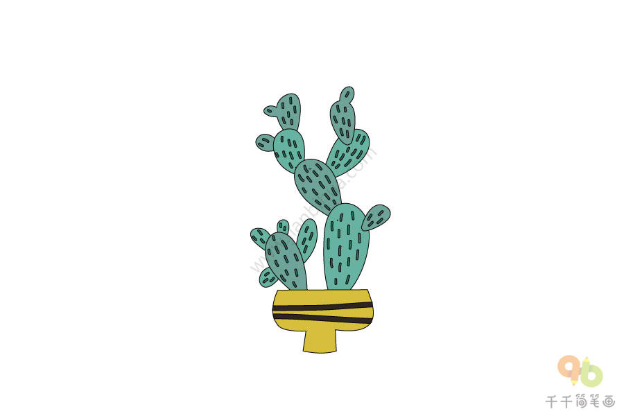 顽强的仙人掌简笔画