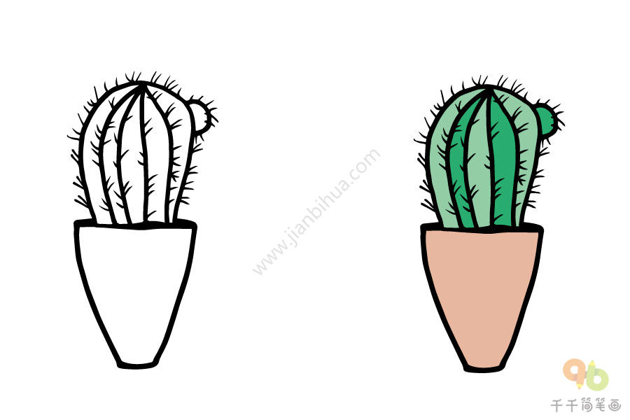 渾身長滿刺的仙人球簡筆畫大全_仙人掌簡筆畫