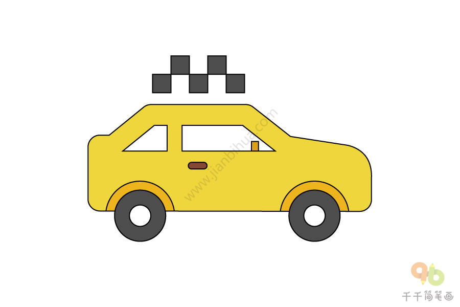 黄色汽车简笔画线条简单