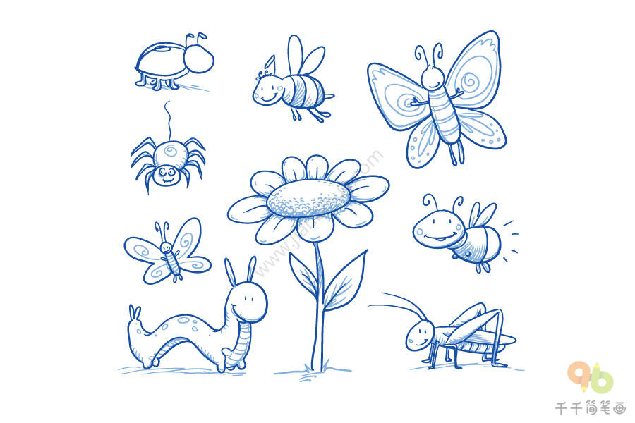 草丛里的昆虫简笔画图片