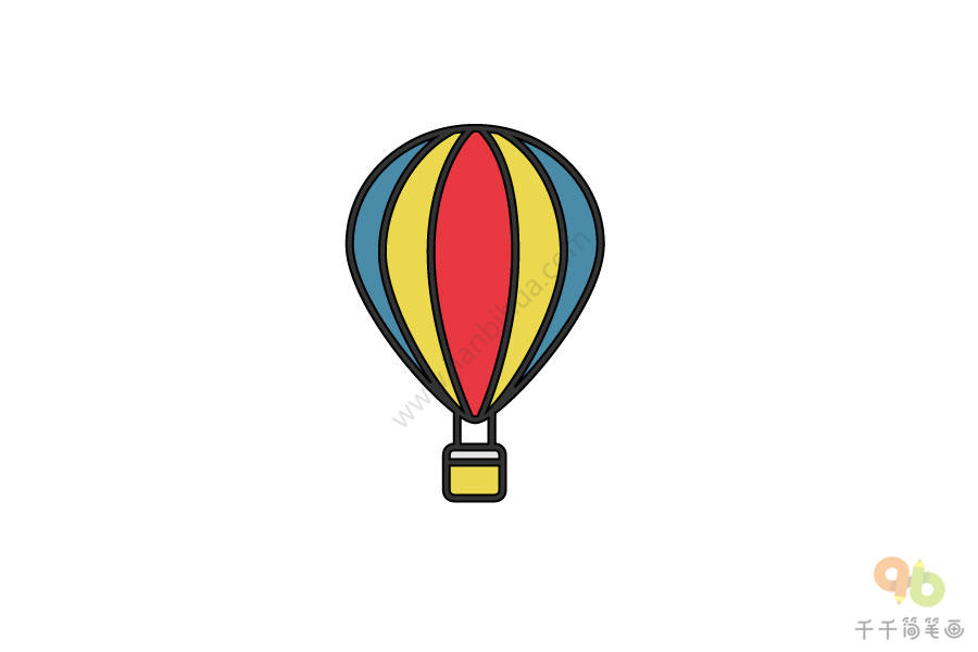 漂亮的热气球简笔画图解