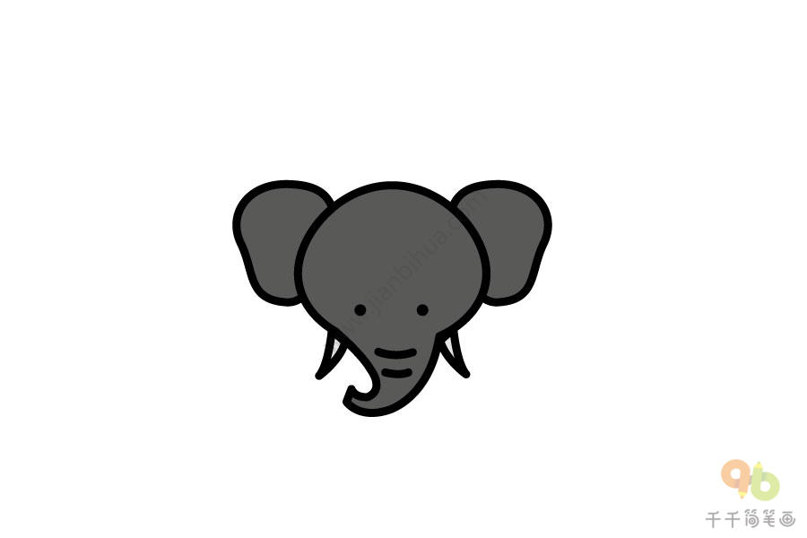 灰色大象头像简笔画