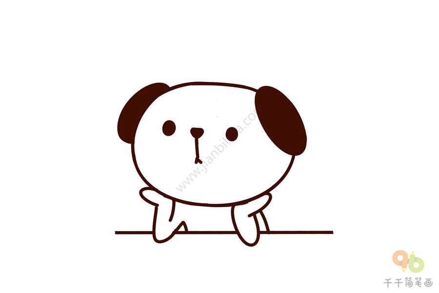 托腮发呆的小狗简笔画,来源:《一学就会的5000例简笔画 合家欢的暖萌