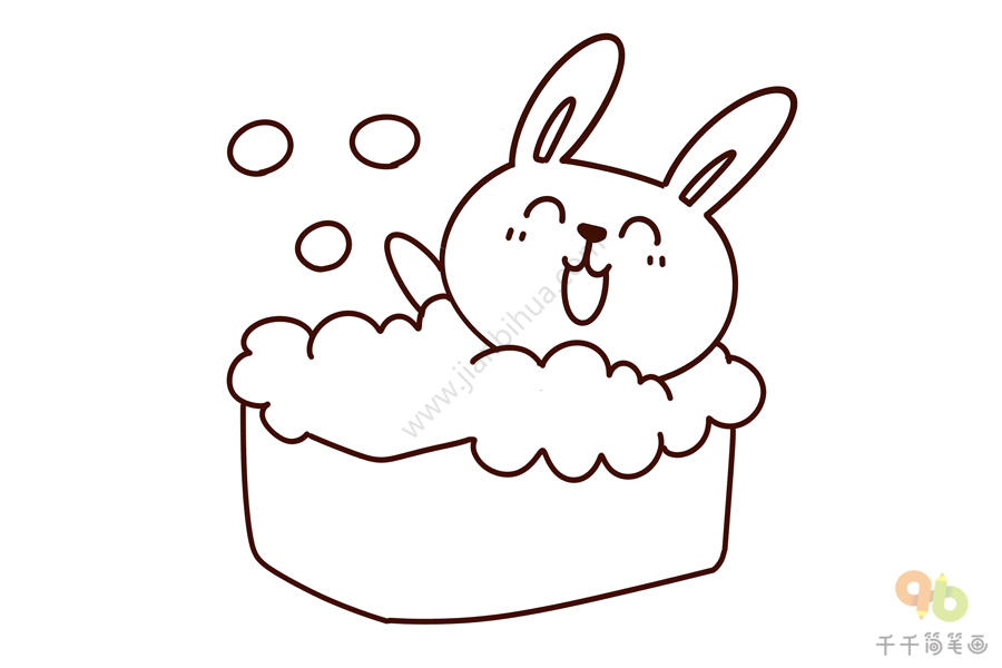 兔子洗澡简笔画图片