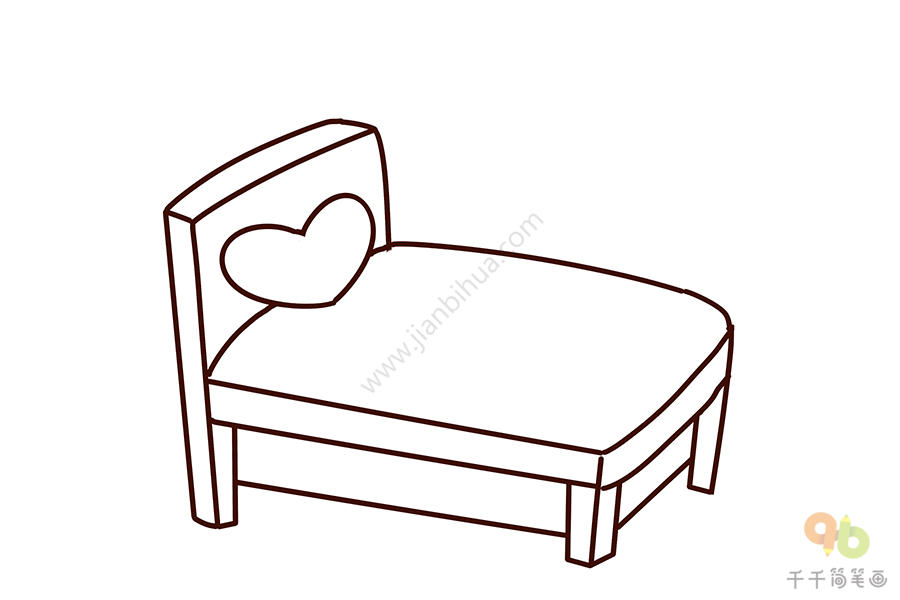 笔画双人床简笔画上床下桌简笔画上下层单人床简笔画卡通儿童床简笔画