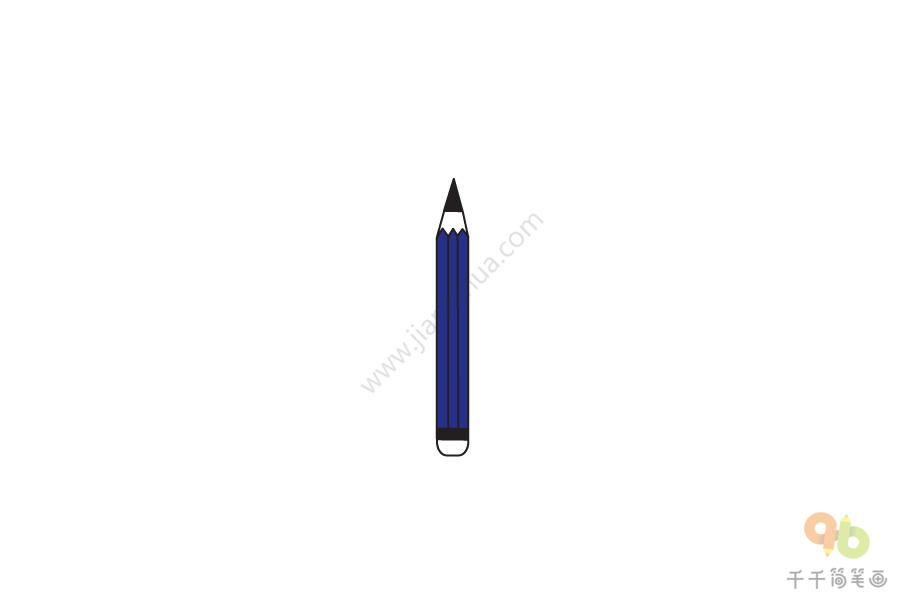 蓝色的铅笔简笔画