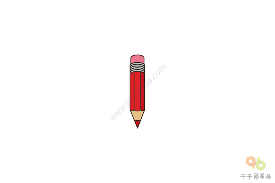 画画的红色铅笔简笔画