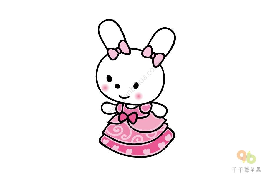 穿公主裙的小兔子简笔画