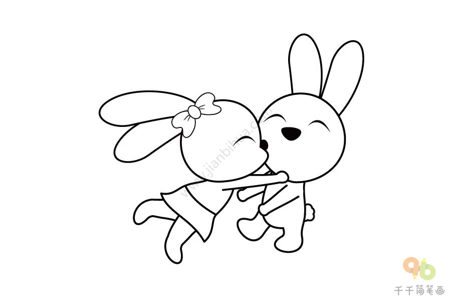 两只兔子简笔画 简单图片