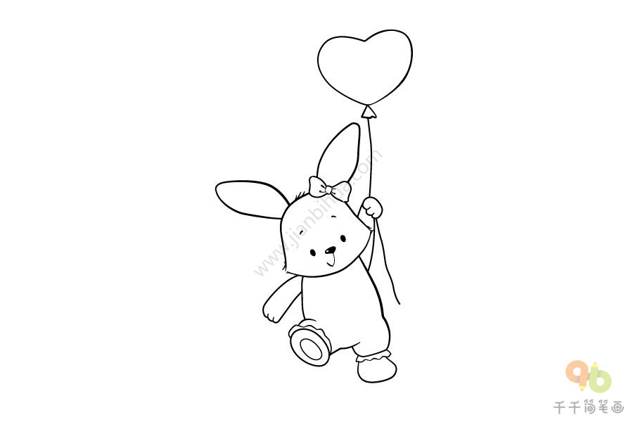 小兔子气球简笔画图片