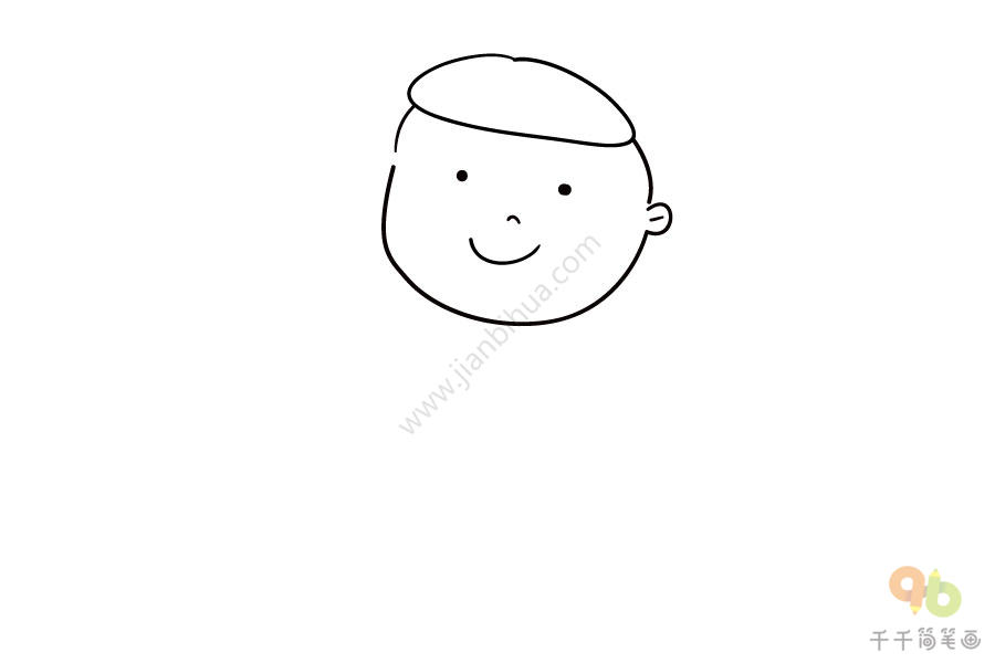 西瓜头发型儿童简笔画图片
