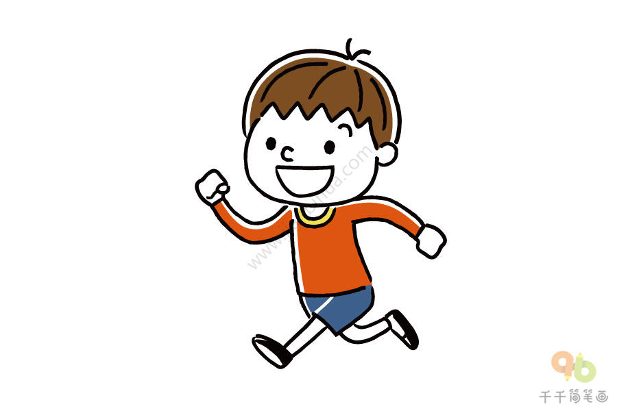 跑步的男孩简笔画图片