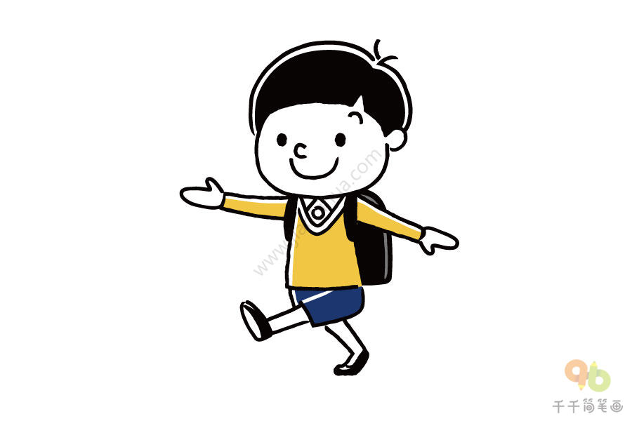 去上学啦男孩简笔画
