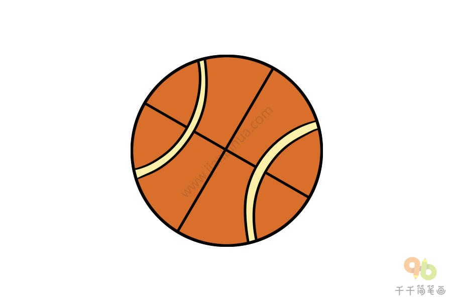 体育课的篮球简笔画