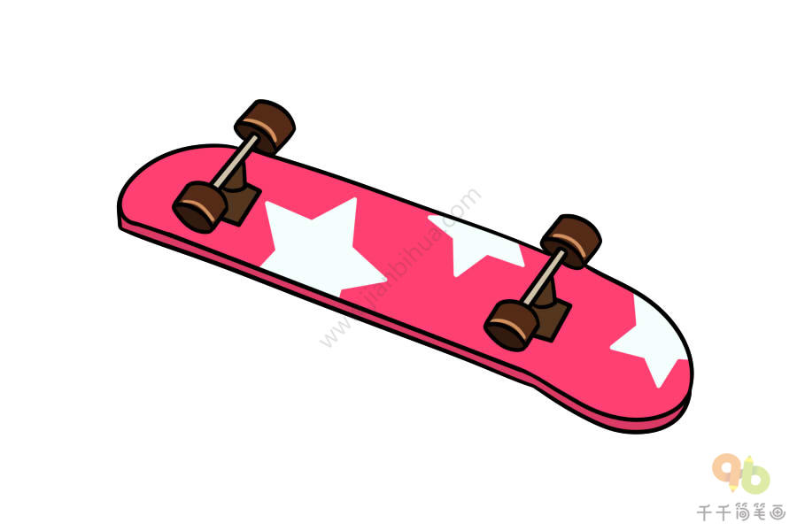 滑板简笔画彩色可爱图片