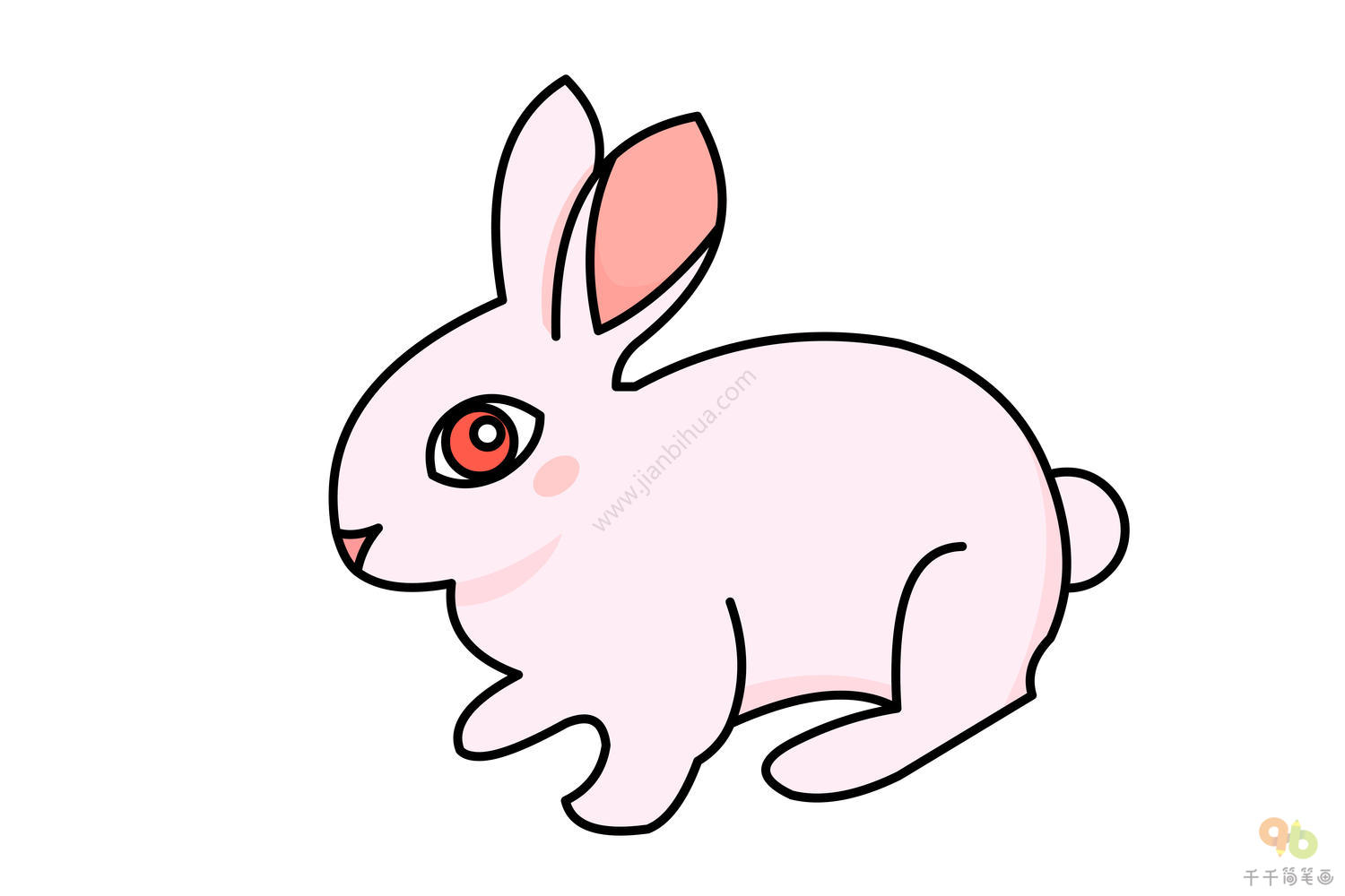 红眼睛大白兔简笔画