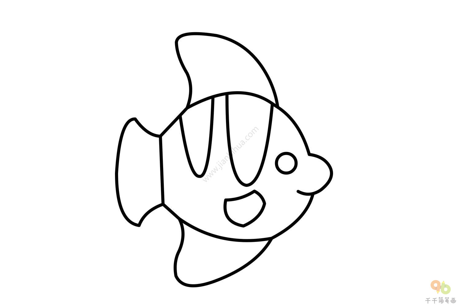 彩色热带小鱼简笔画画法图片步骤（小学生学画画网课） - 有点网 - 好手艺
