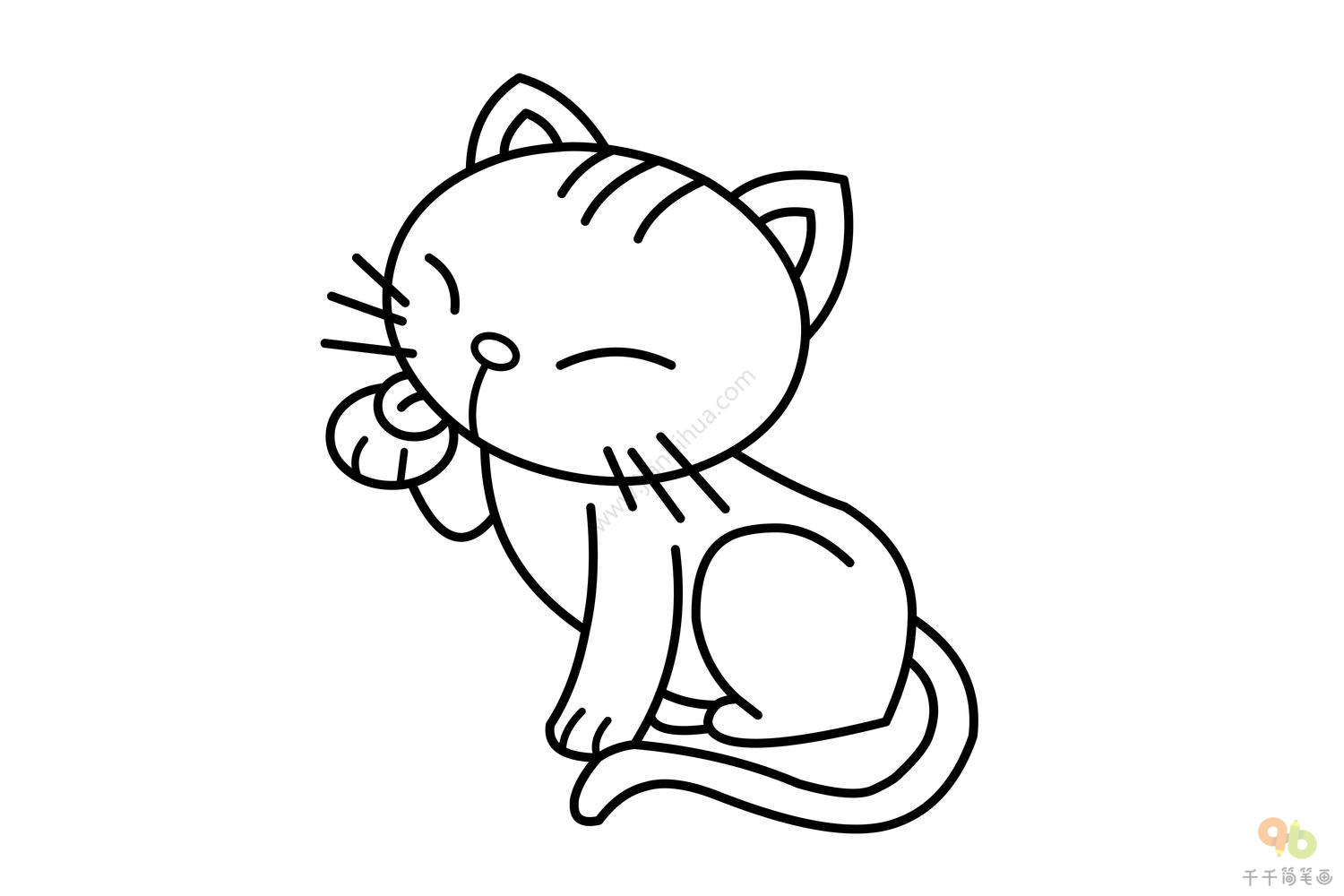 小猫彩色可爱简笔画怎么画