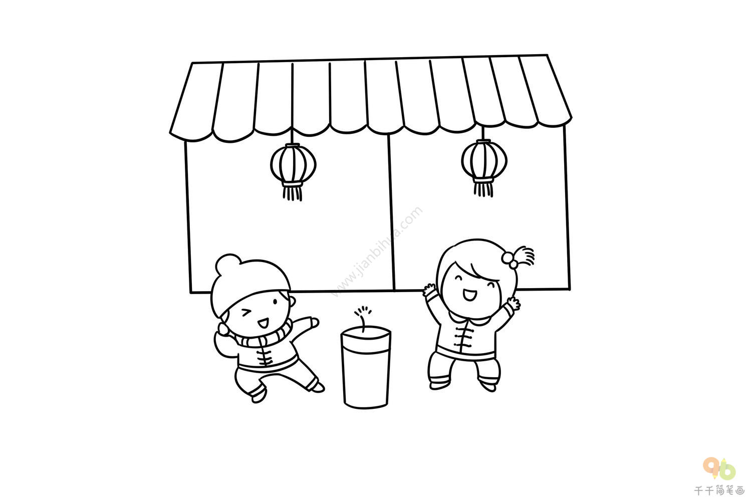 幼儿园春节简笔画简单图片