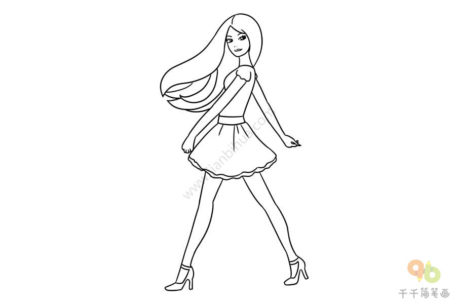 芭比娃娃简笔画简单
