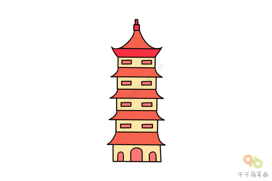 怎么画高塔简笔画_建筑山水简笔画
