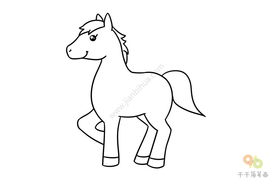 儿童画马的简易画法图片
