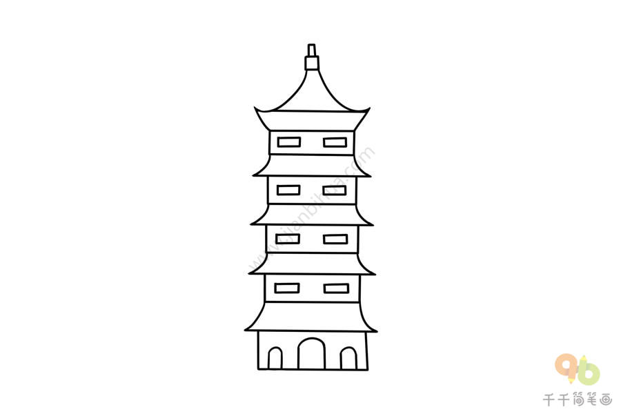 中国建筑简笔画铁塔图片