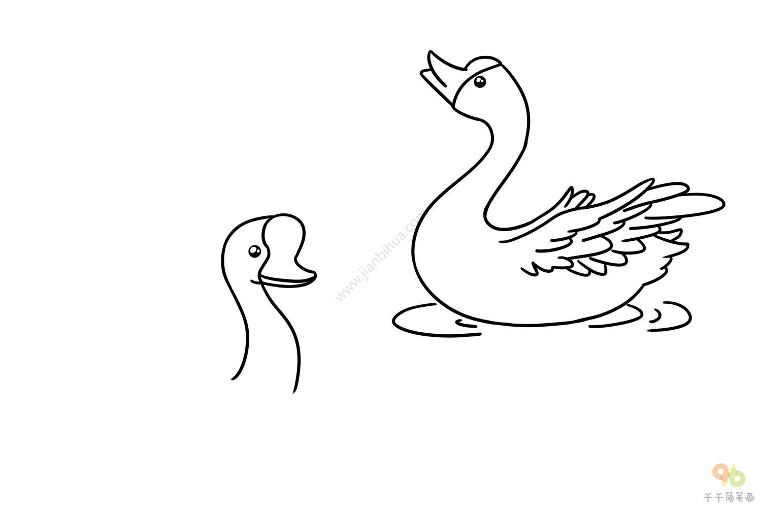 儿童简笔画步骤图 可爱的大鹅子画法💛巧艺网