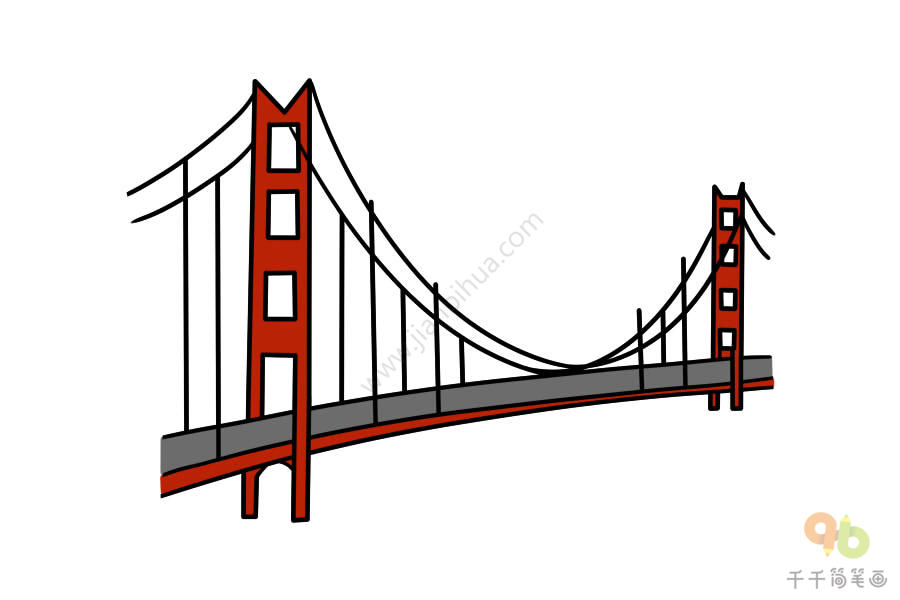 金门大桥简笔画 简单图片