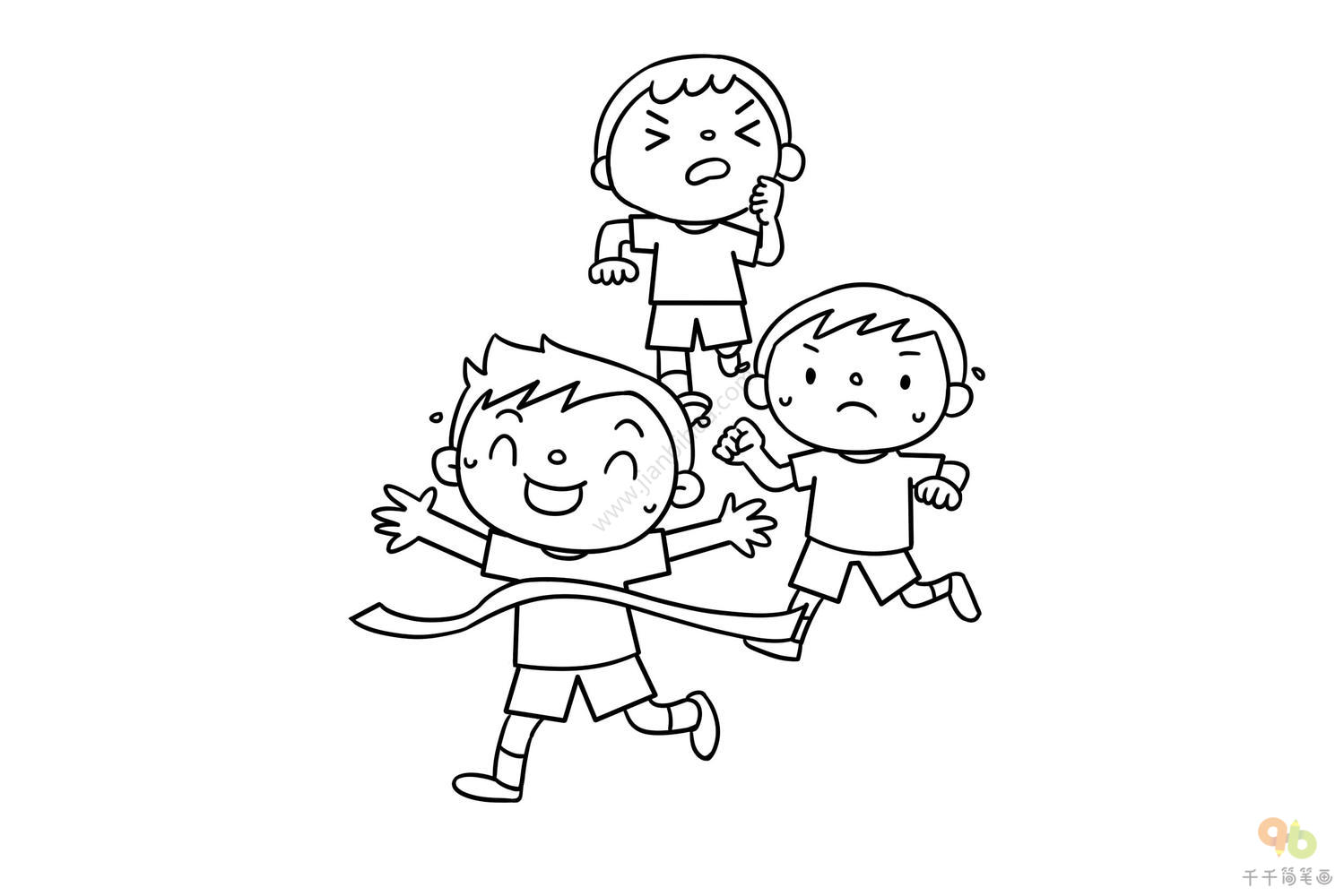儿童奔跑简笔画 小孩图片