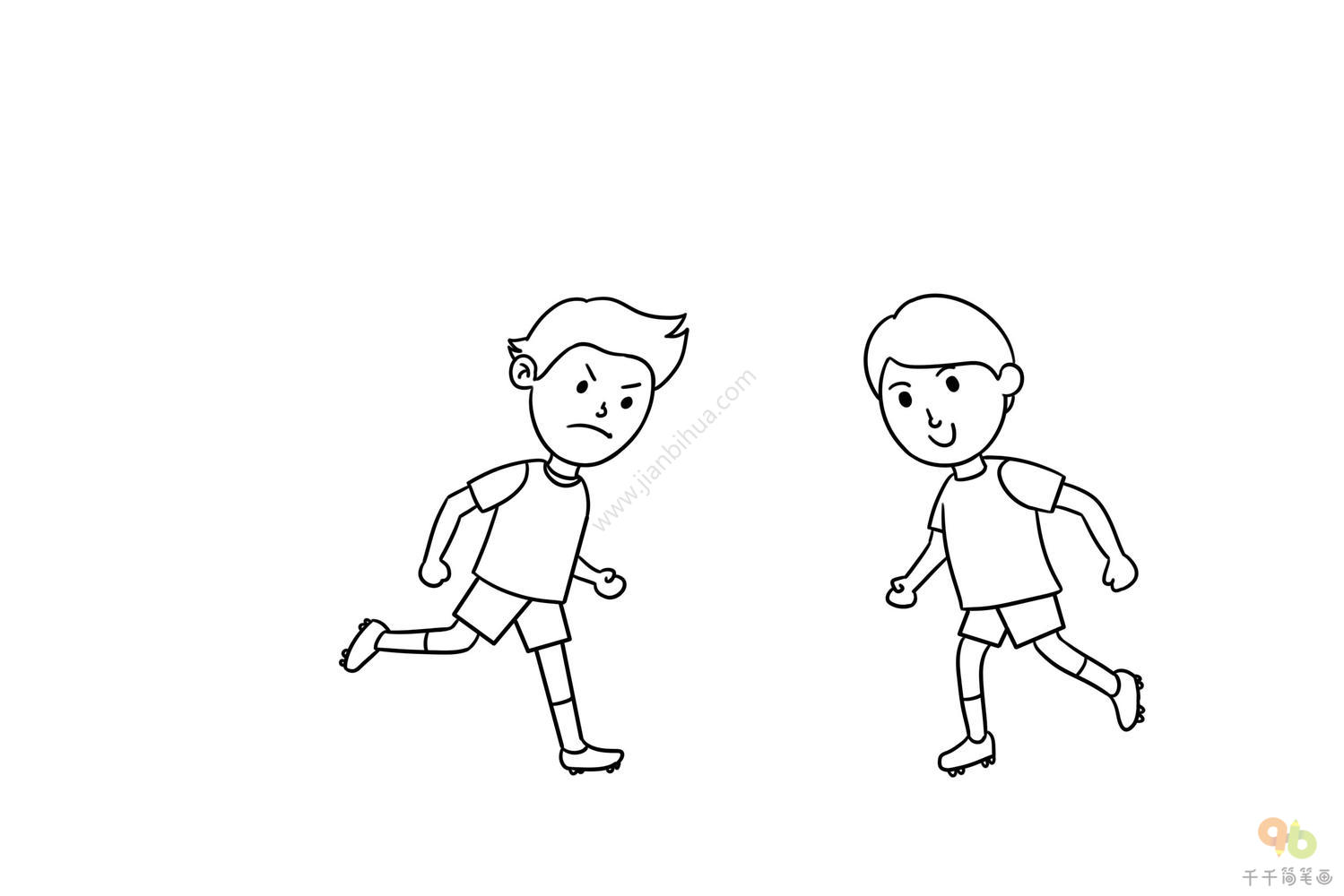 踢球的小男孩简笔画步骤图_兴趣运动