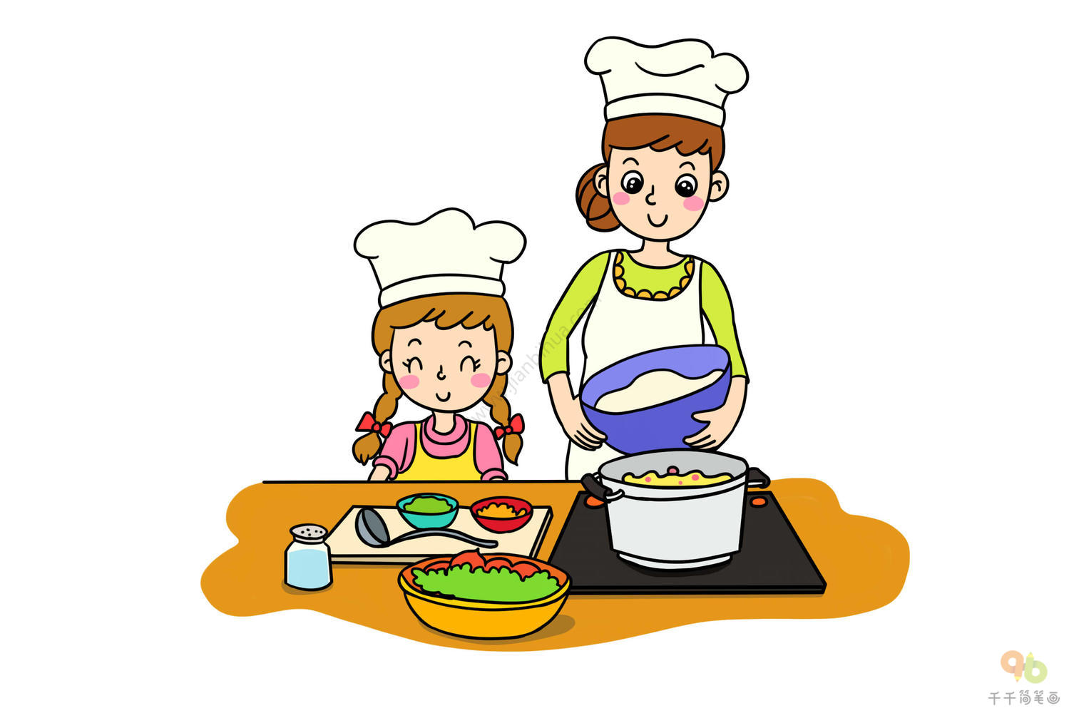 在厨房做饭的女人。自制的食物。插画图片素材_ID:402118826-Veer图库
