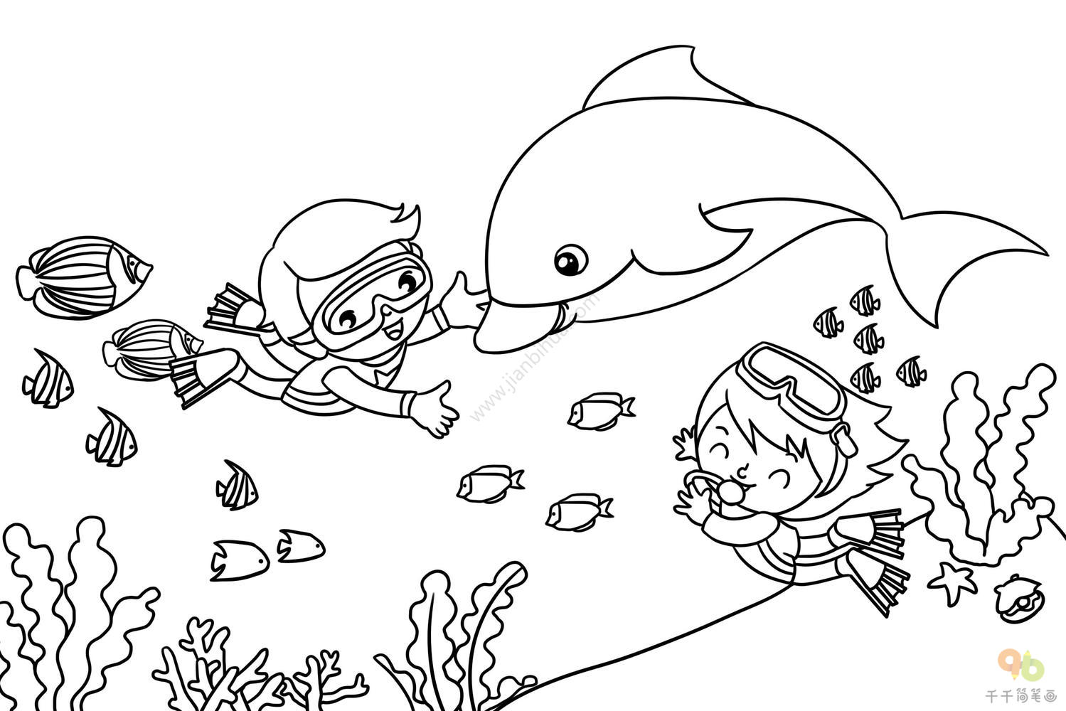 海底世界儿童画图片：鲨鱼 咿咿呀呀儿童手工网
