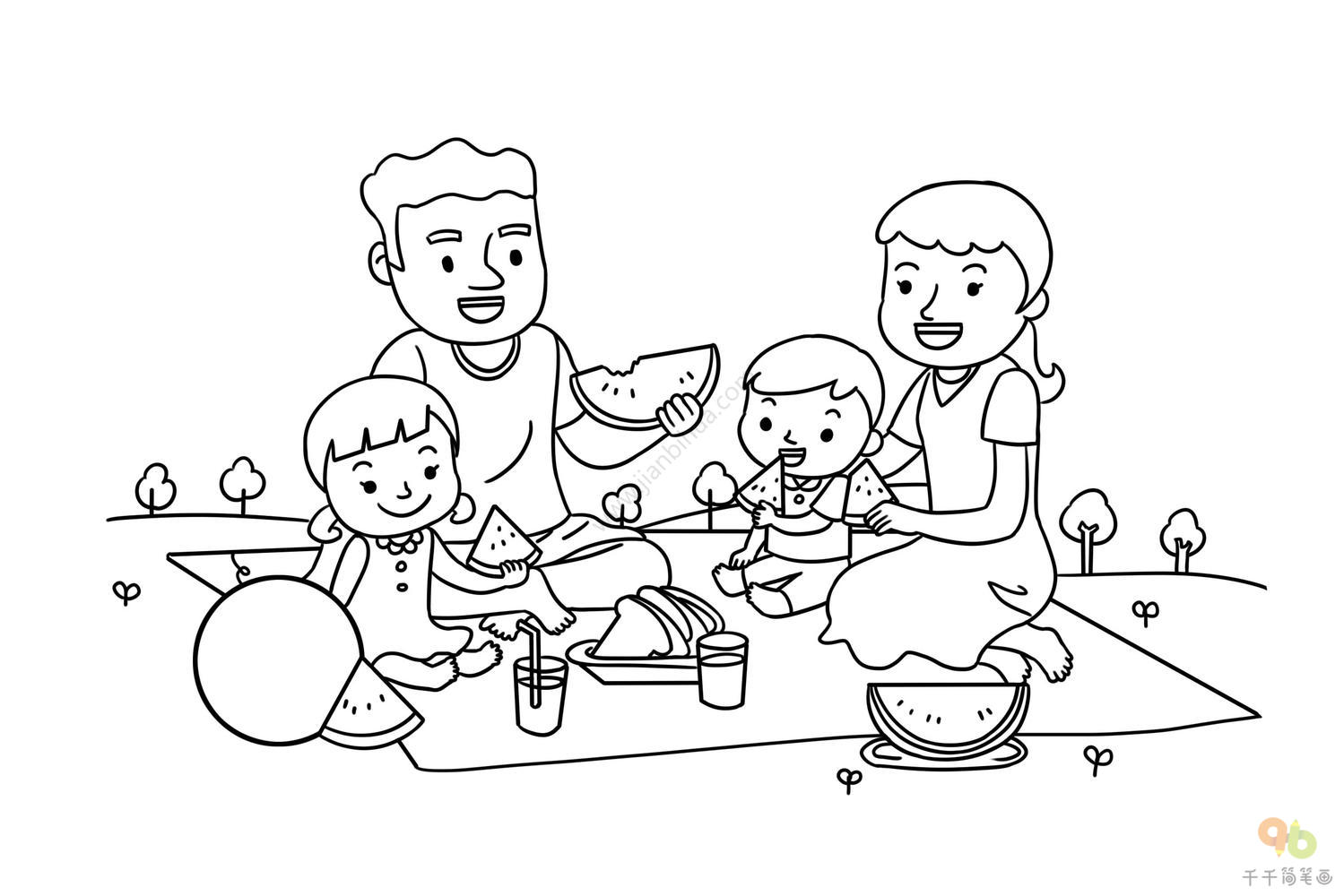 和家人一起旅行简笔画,画一家人4简笔画,家人简笔画简单(第5页)_大山谷图库