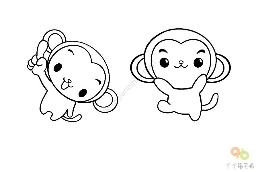 两只猴子卡通图片