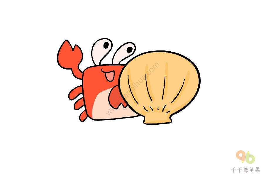 贝壳简笔画螃蟹图片