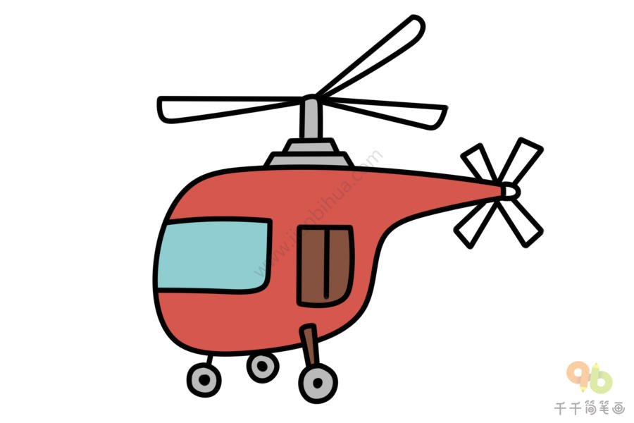 直升机简笔画彩色图片
