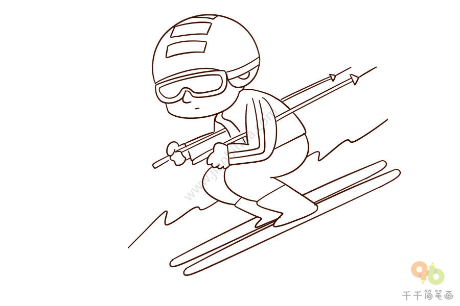 滑雪的照片简笔画图片