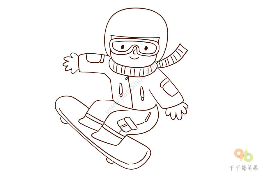 单板滑雪比赛简笔画图片