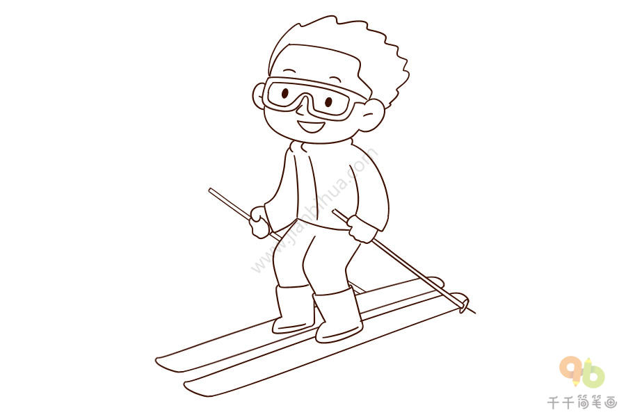 滑雪的简笔画简单图片