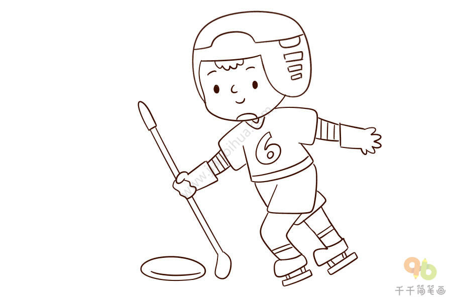 冰球运动绘画卡通简单图片