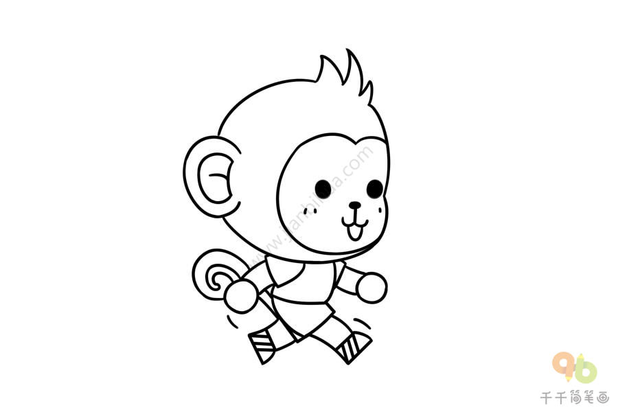跑步的猴子简笔画图片