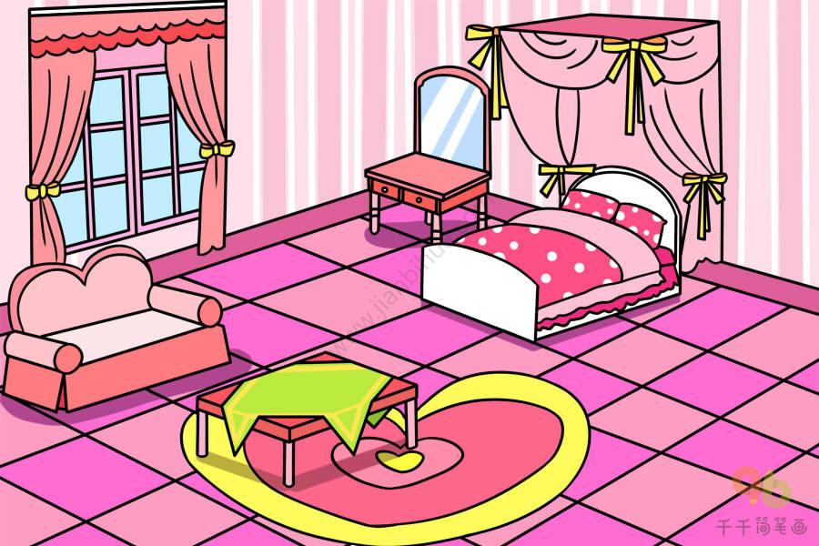 粉色的房间简笔画每个女孩心中的公主梦
