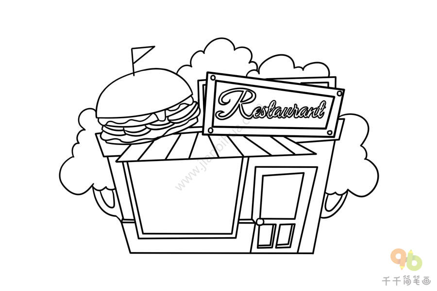 汉堡店怎么画 画法图片