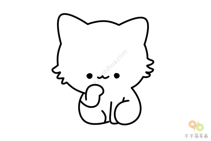 布偶猫黑白简笔画图片