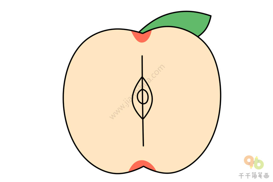 苹果核简笔画彩色图片