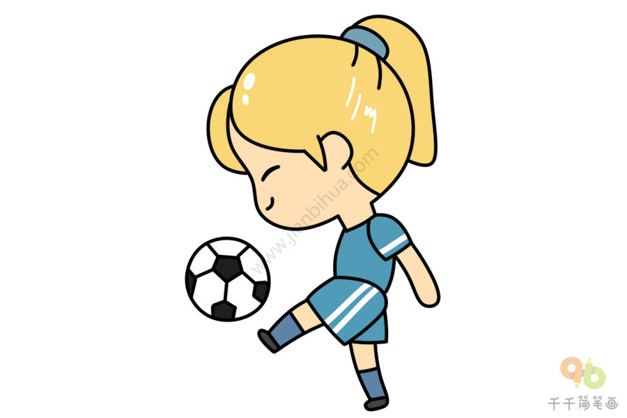 踢足球的女生简笔画
