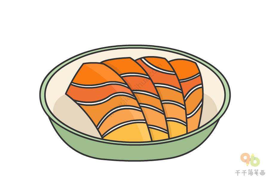 鱼肉简笔画法图片