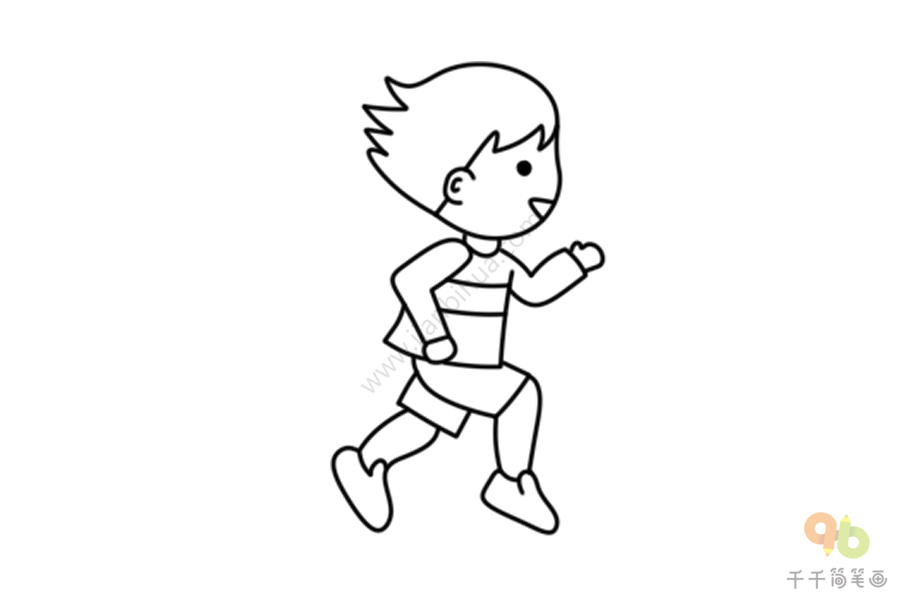 奔跑的男孩简笔画图片