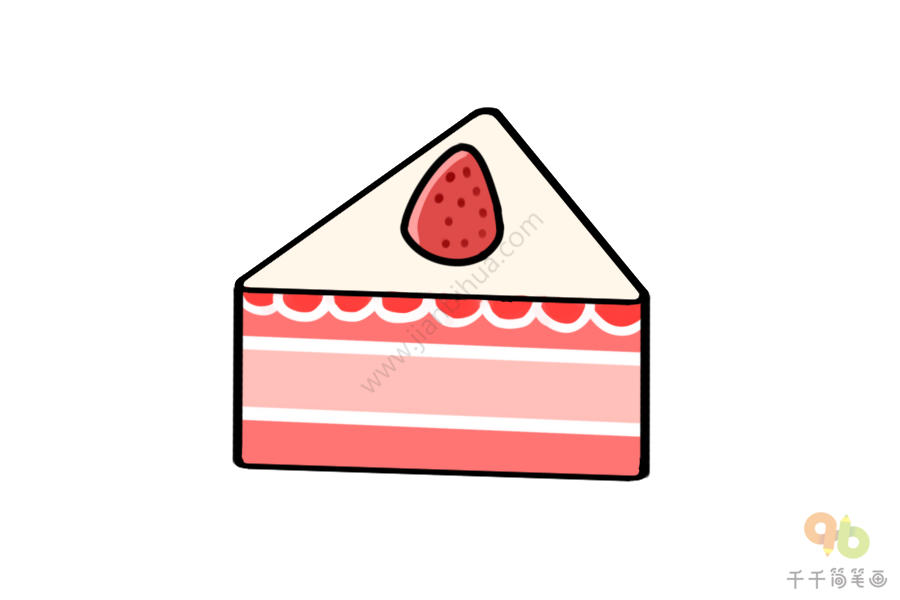 草莓蛋糕简笔画图简单图片